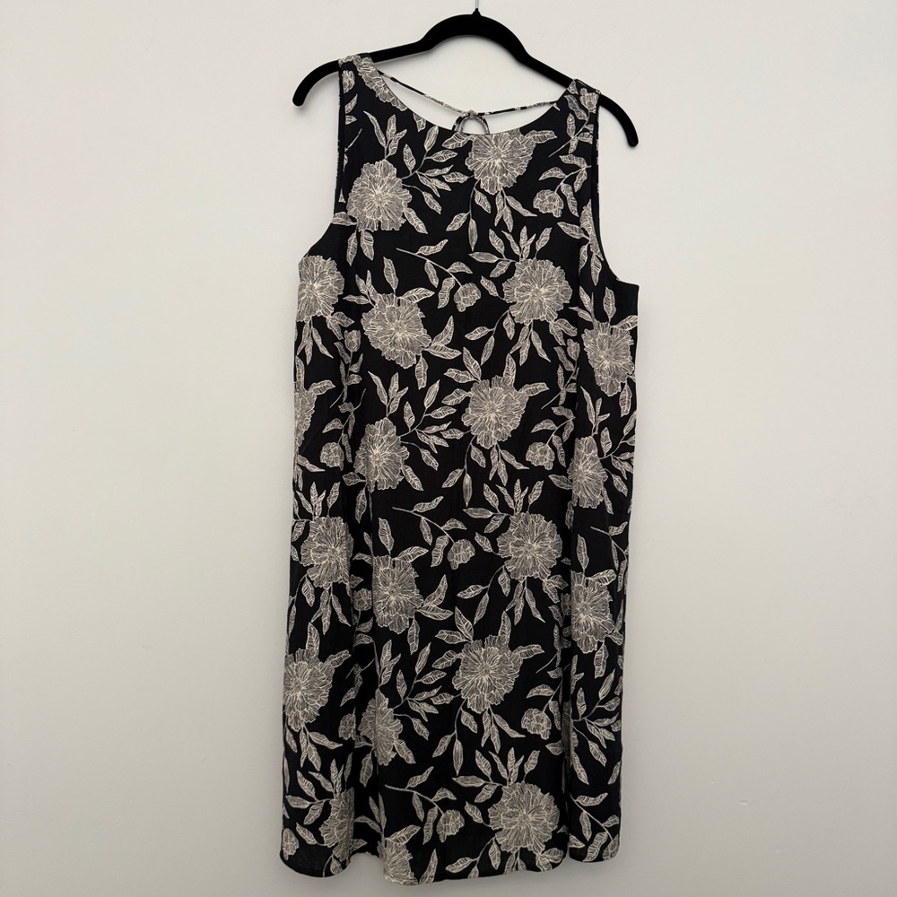Abercrombie & Fitch Black Dress with Cream Floral Print